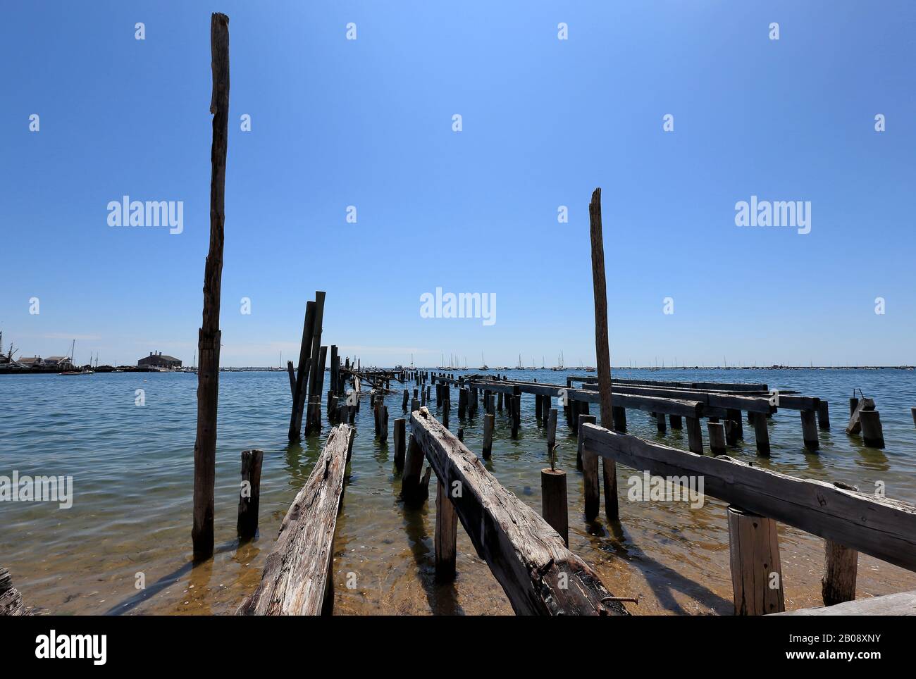 Jetty derelict a Provincetown, Massachusetts, Stati Uniti Foto Stock