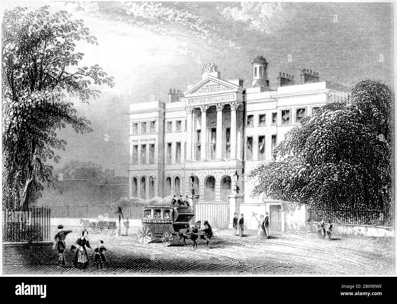 Un'incisione della licent Victualers School, Londra scannerizzata ad alta risoluzione da un libro stampato nel 1851. Creduto copyright libero. Foto Stock