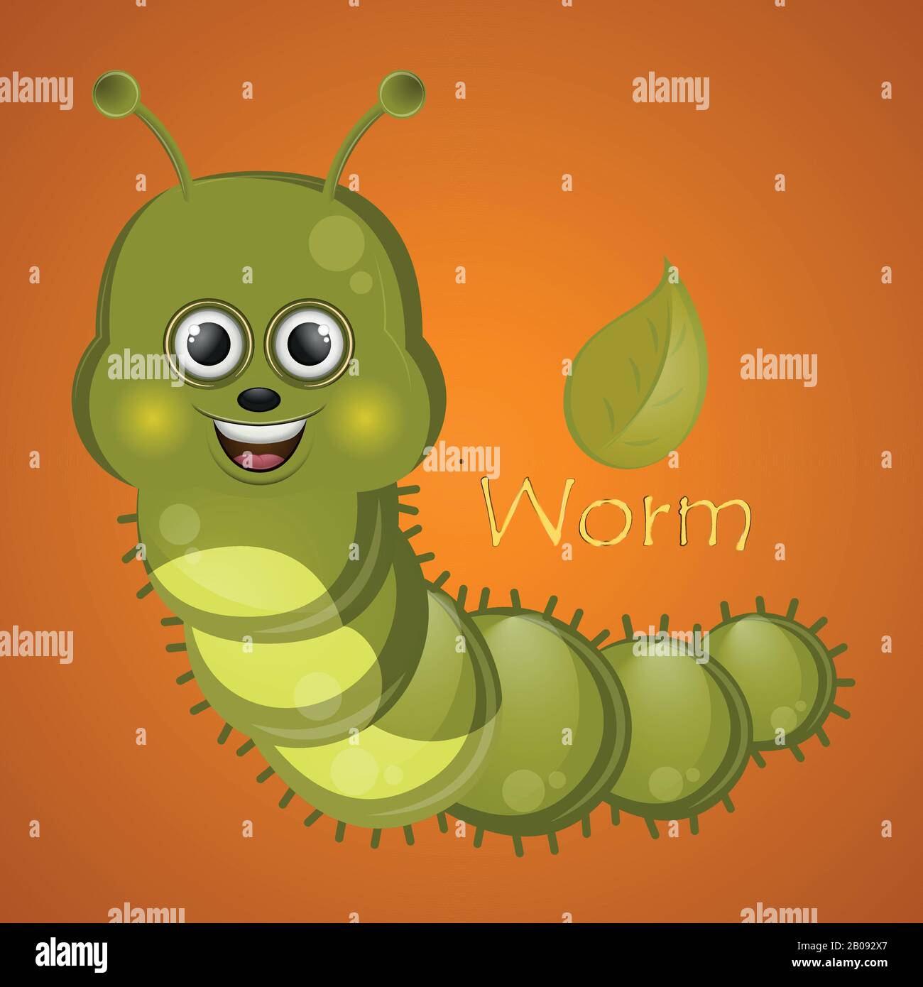 Cartone animato di un simpatico verme felice Immagine e Vettoriale - Alamy
