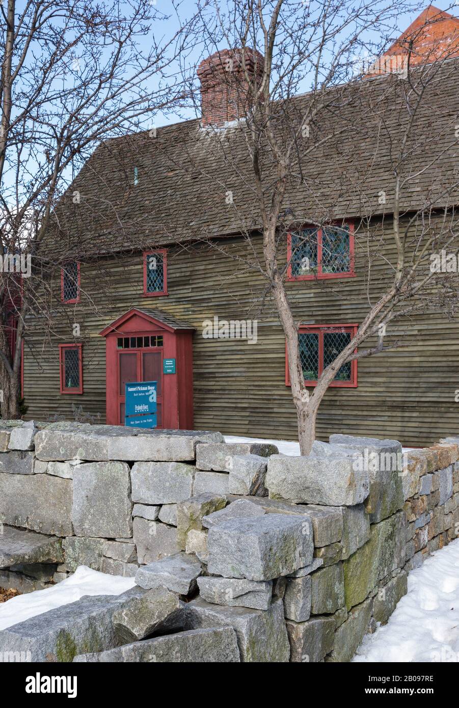 Samuel Pickman House A Salem, Massachusetts. Costruito nel 1664 e restaurato dalla storica Salem nel 1969, e acquistato dal Peabody Essex Museum nel 1983 Foto Stock