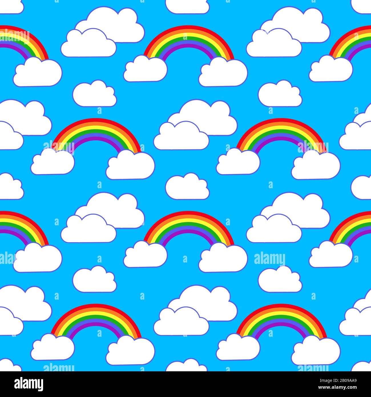 Arcobaleno e nuvole in cielo senza cuciture modello sfondo. Illustrazione del vettore Illustrazione Vettoriale
