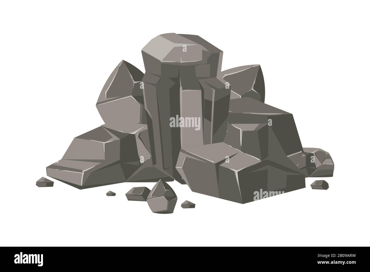 Pietre e rocce cartone animato vettore natura masso isolato su sfondo bianco illustrazione Illustrazione Vettoriale