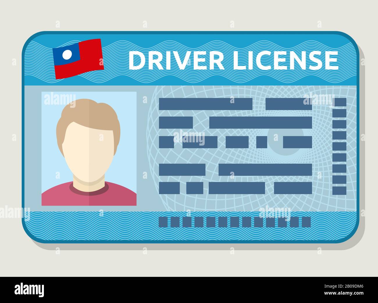 Patente di guida vettore auto, carta di identificazione con foto, ID dipendente Esempio piatto di illustrazione della patente di guida Illustrazione Vettoriale