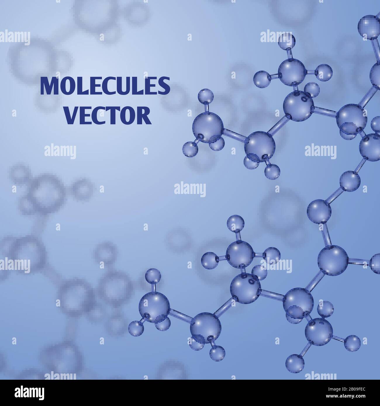 Vettore chimico nanotecnologia sfondo con 3d macro molecole. Struttura molecolare sostanza e pattern con illustrazione delle molecole Illustrazione Vettoriale