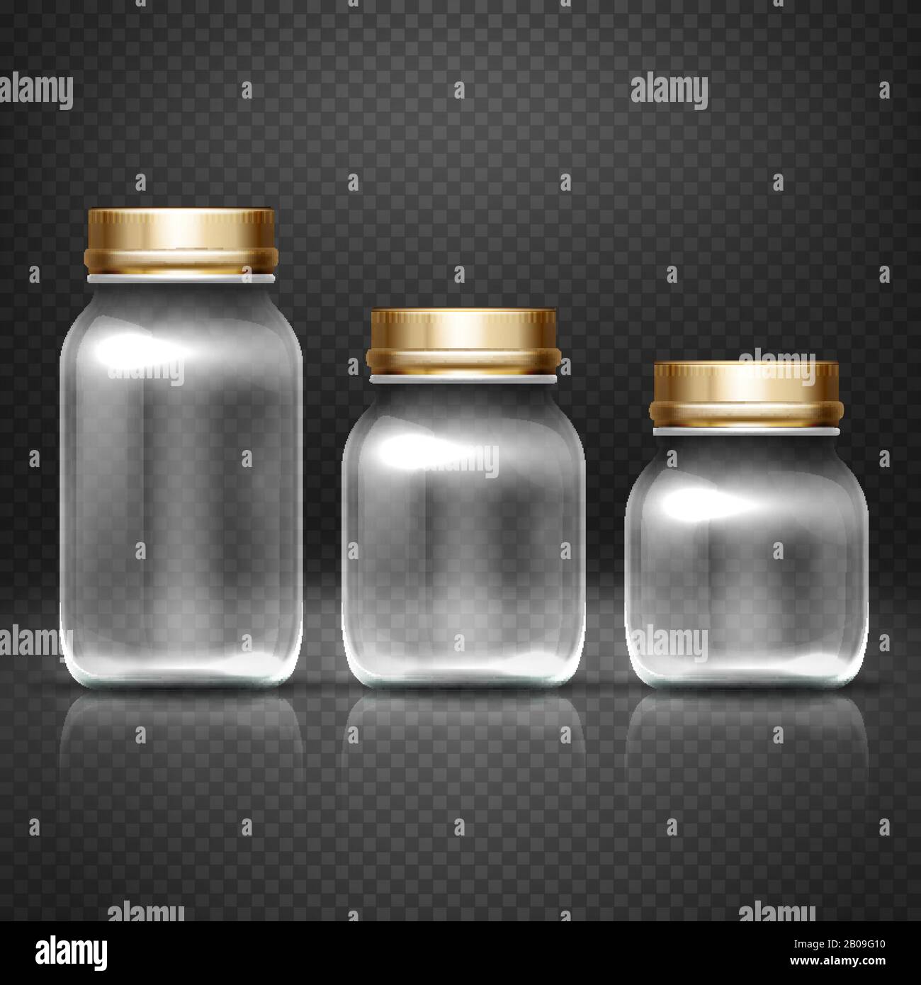 Vasi di vetro vuoti con lods per nonna cucina conserve vettore set. Flacone in vetro per marmellata, illustrazione di flacone vuoto per la conservazione Illustrazione Vettoriale