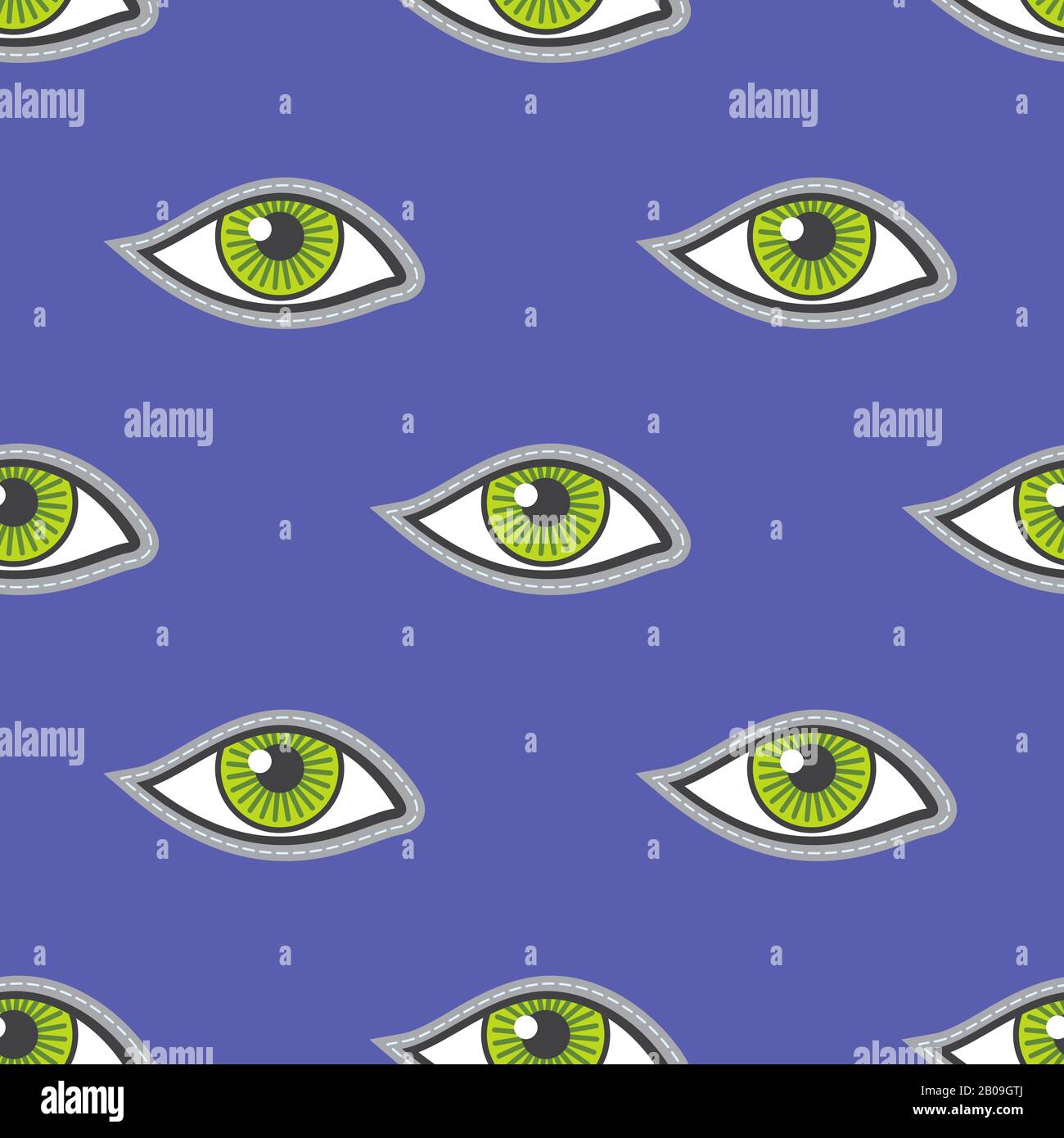 Occhi verdi patch vettore senza cuciture pattern. Illustrazione dello sfondo del progetto con gli occhi Illustrazione Vettoriale