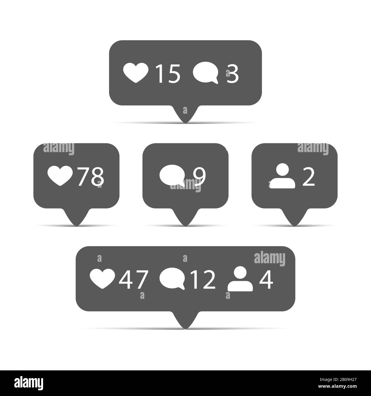 Seguace, commento e come esso icone vettoriali impostato. Simbolo per l'illustrazione del social network Illustrazione Vettoriale