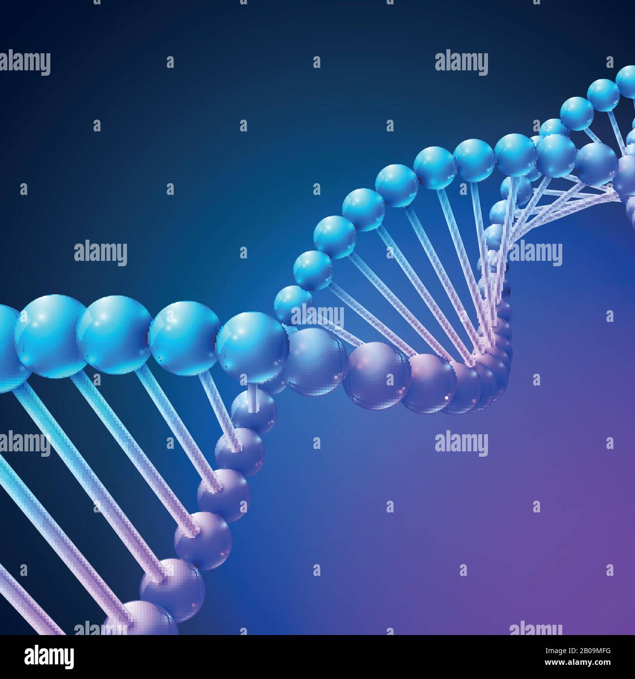 Natura digitale, scienza medica vettore sfondo con molecole di DNA. DNA Genome chain, illustrazione dell'evoluzione del dna biotecnologico Illustrazione Vettoriale