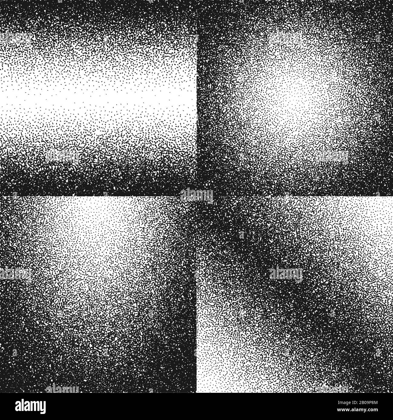 Set di texture vettoriali con disturbo, polvere sporca, grunge. Grunge graminy afflitto, illustrazione di texture grano rumore Illustrazione Vettoriale