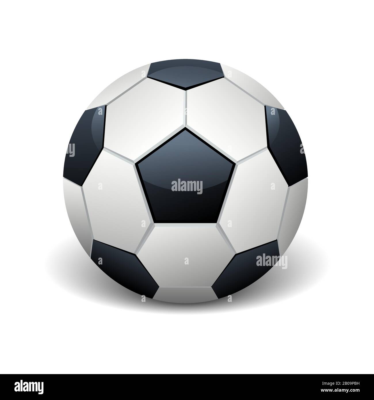 Realistica palla da calcio isolato bianco vettore illustrazione. Attrezzatura per illustrazione di gioco di calcio Illustrazione Vettoriale