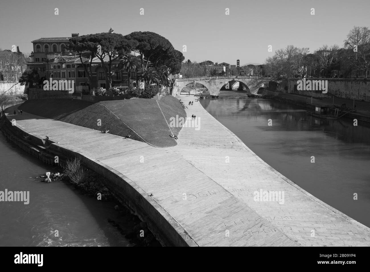 Isola Tiberina di domenica, Roma Foto Stock