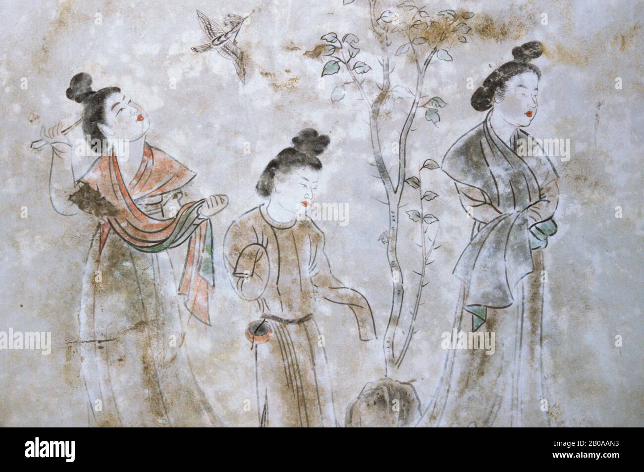 CINA, VICINO XIAN, TANG TOMBE YANG, DIPINTI DI PARETI INTERNE Foto Stock