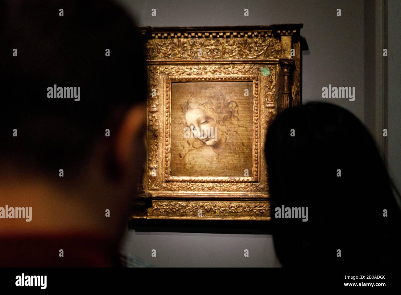 Un disegno originale di Leonardo da Vinci al Louvre di Parigi. Foto Stock