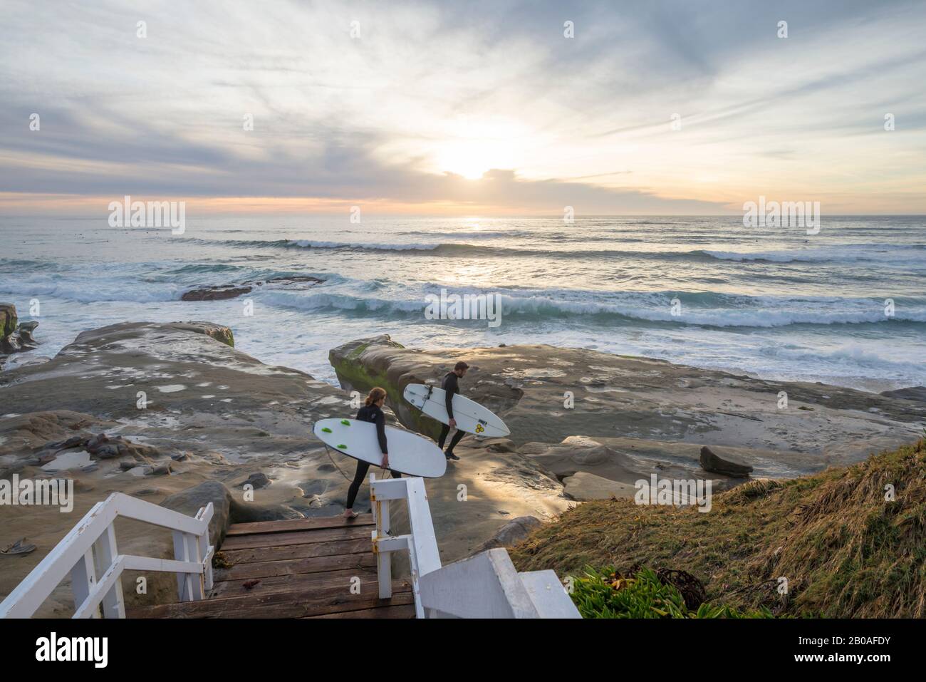 Panorama costiero invernale da sopra Windansea Beach. La Jolla, CA. Foto Stock