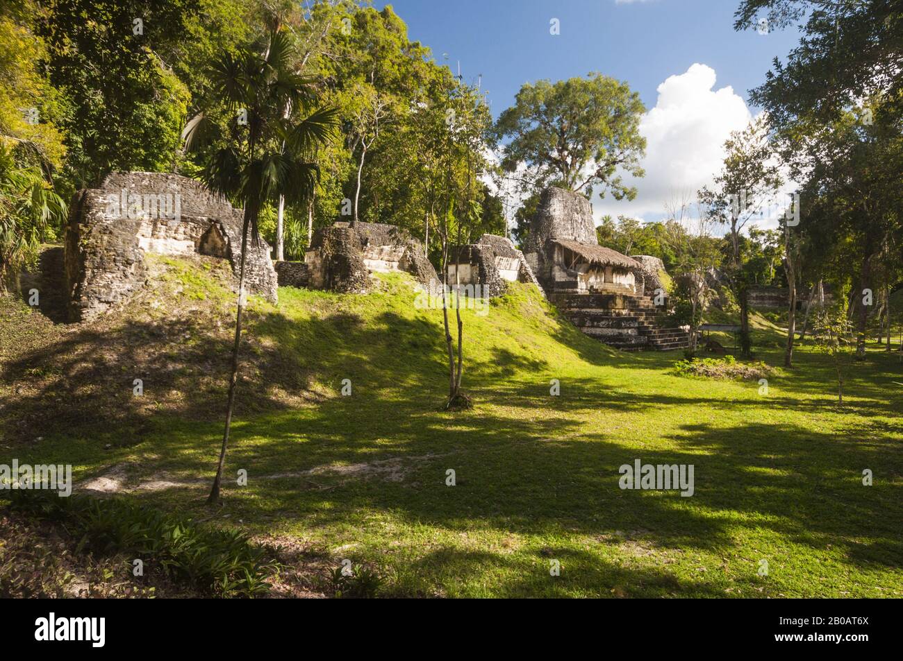 Guatemala, Parco Nazionale Di Tikal, Plaza Dei Sette Templi, Tardo Periodo Classico, 600–900 D.c.; Patrimonio Dell'Umanità Dell'Unesco Foto Stock