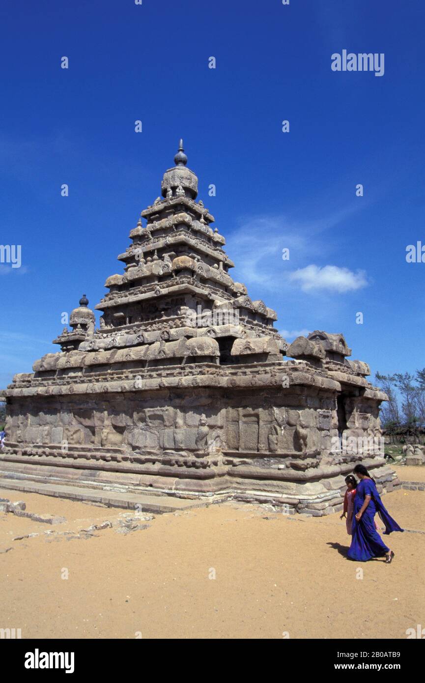 INDIA, VICINO MADRAS (CHENNAI), MAHABALIPURAM, TEMPIO DI RIVA Foto Stock