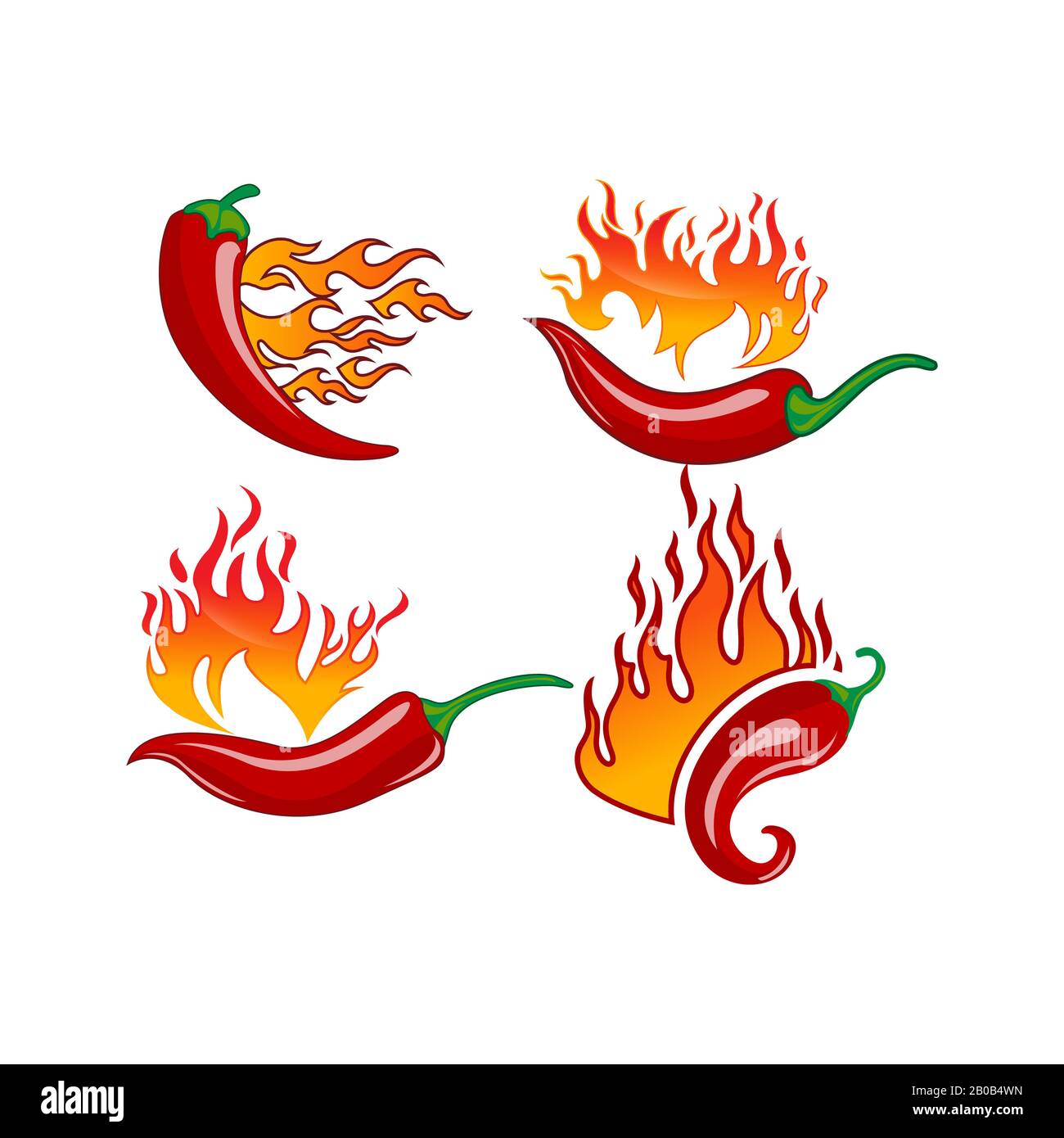 Icona Chili logo Set disegni concept vettoriale, simbolo del logo Fire Chili, icona del simbolo Spice food Illustrazione Vettoriale
