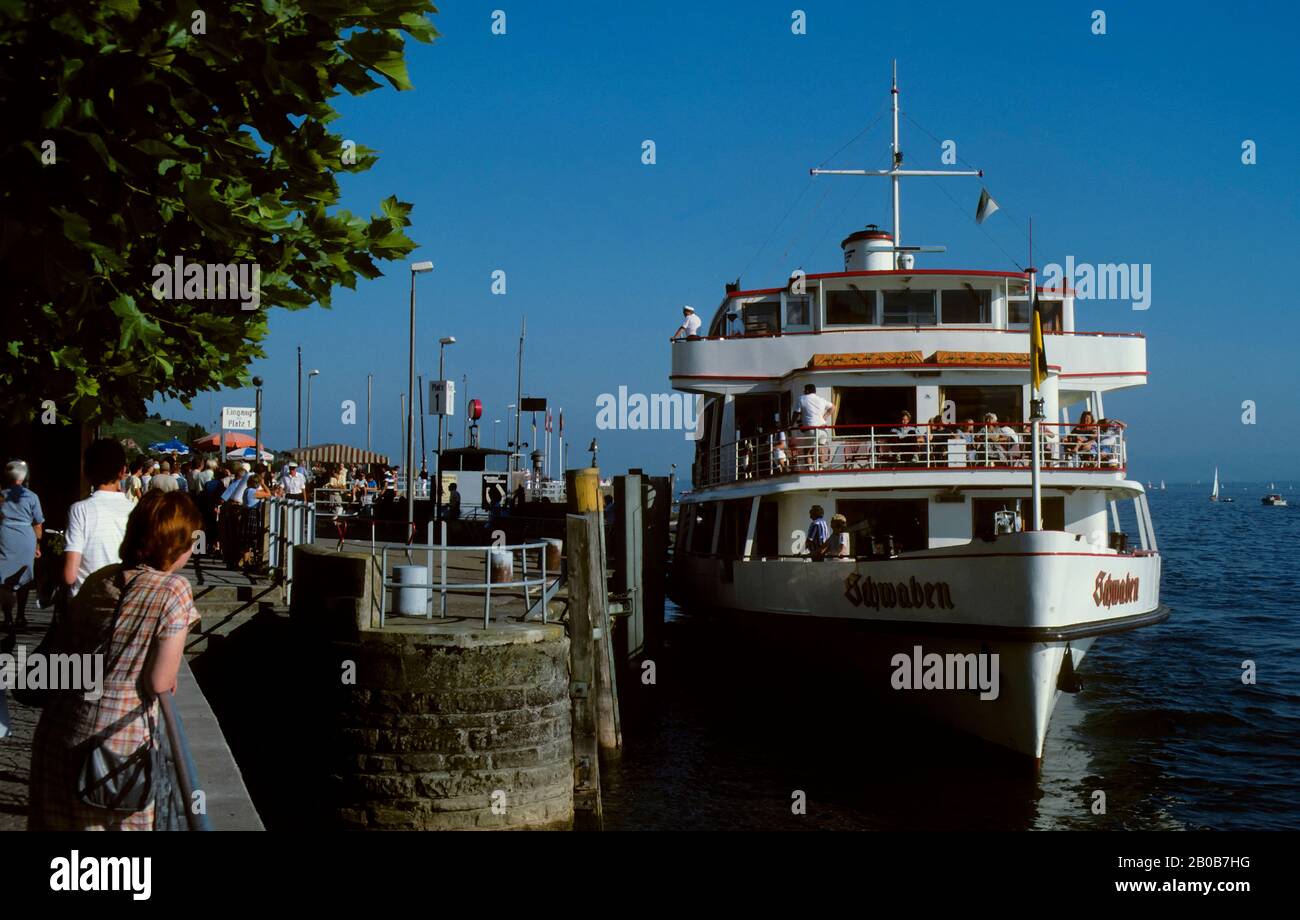 GERMANIA OVEST, MEERSBURG AL LAGO DI COSTANZA, BARCA TURISTICA Foto Stock