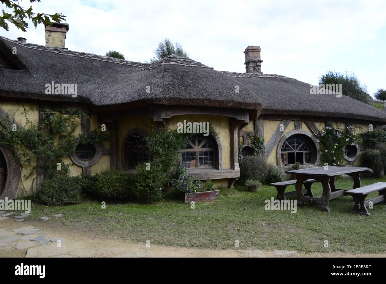 Set Hobbiton Movie, Matamata, Nuova Zelanda Foto Stock