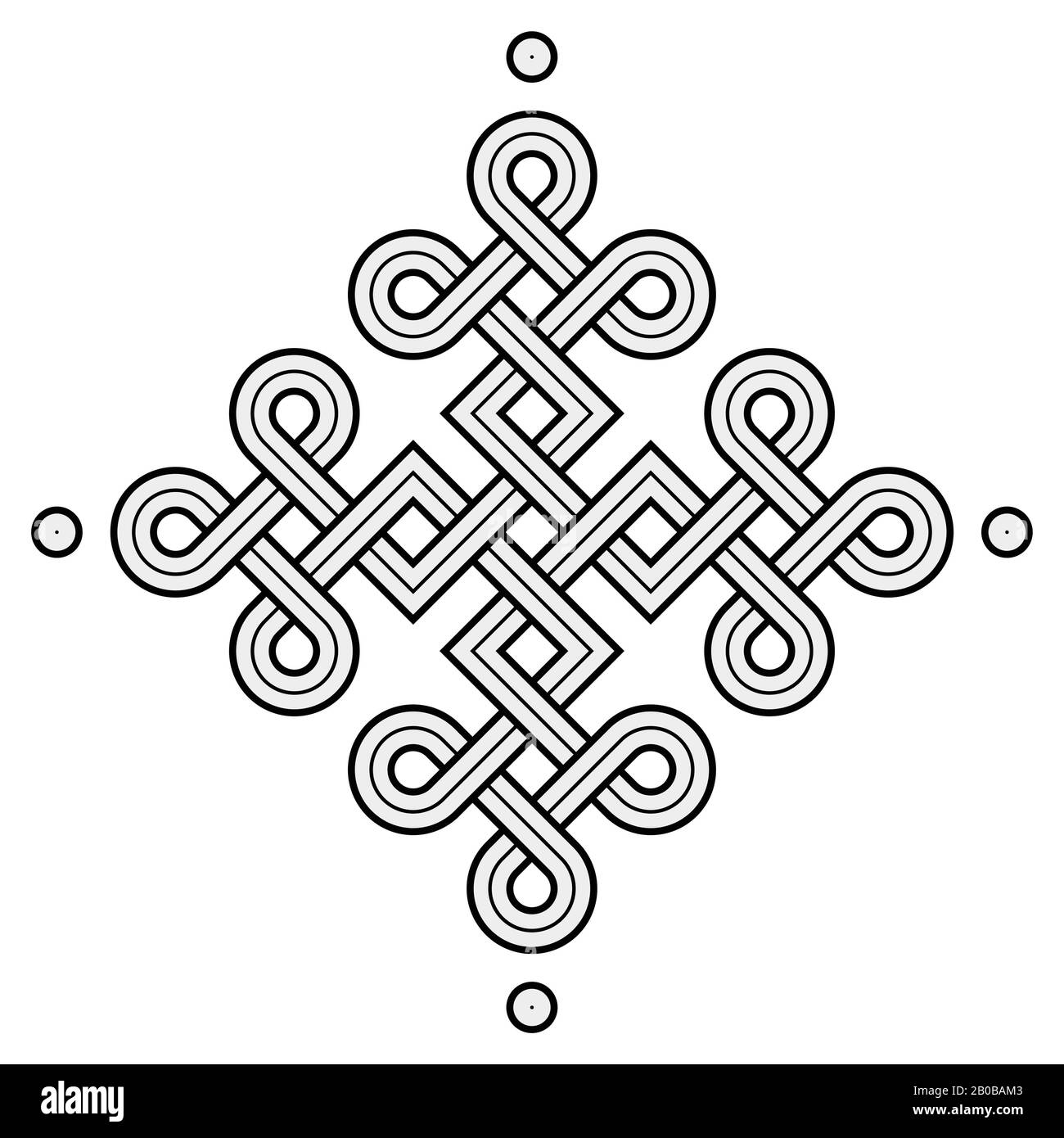 Illustrazione vettoriale di un nodo Vichingo nordico - mistico, simbolo decorativo con linee Incise oro intrecciate. Linee, incisione e riempimento colore ordinatamente Illustrazione Vettoriale