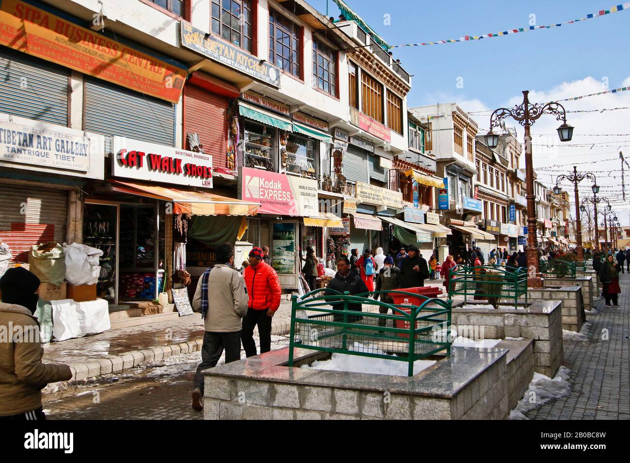 Via tradizionale a Leh, Himalaya. Ladakh, India Foto Stock