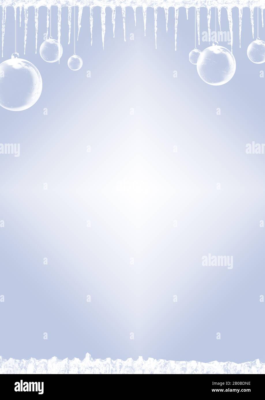 Sfondo del modello di carta bianca blu sfumata con bordo dell'icicle invernale Foto Stock