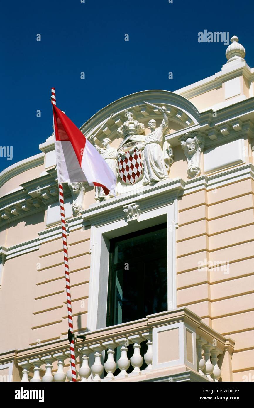 MONACO, MONTE CARLO, CREST E BANDIERA Foto Stock