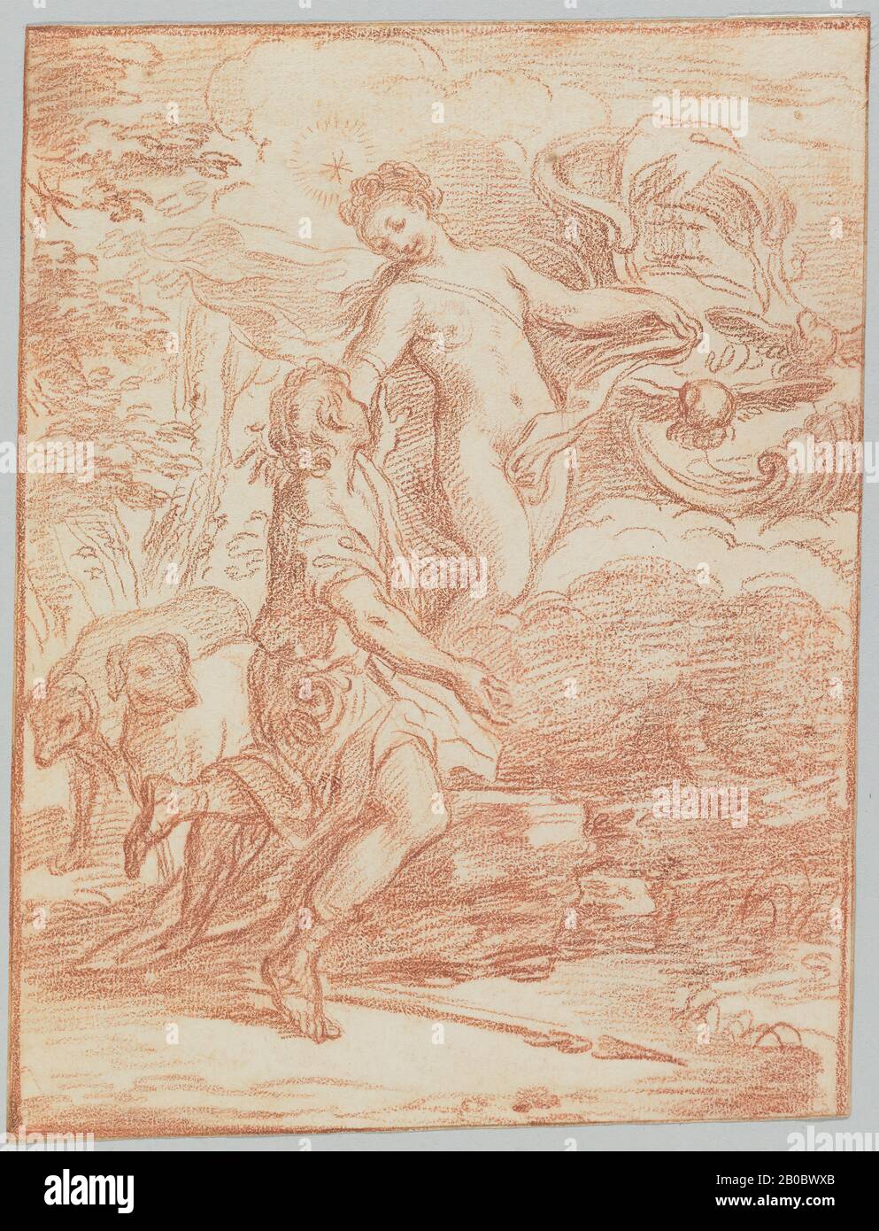 Francisco Vieira lusitano, Venere e Adonis, ca. 1725, gesso rosso su carta, 9 11/16 in. x 7 3/8 in. (24,6 cm. x 18,7 cm.) Foto Stock