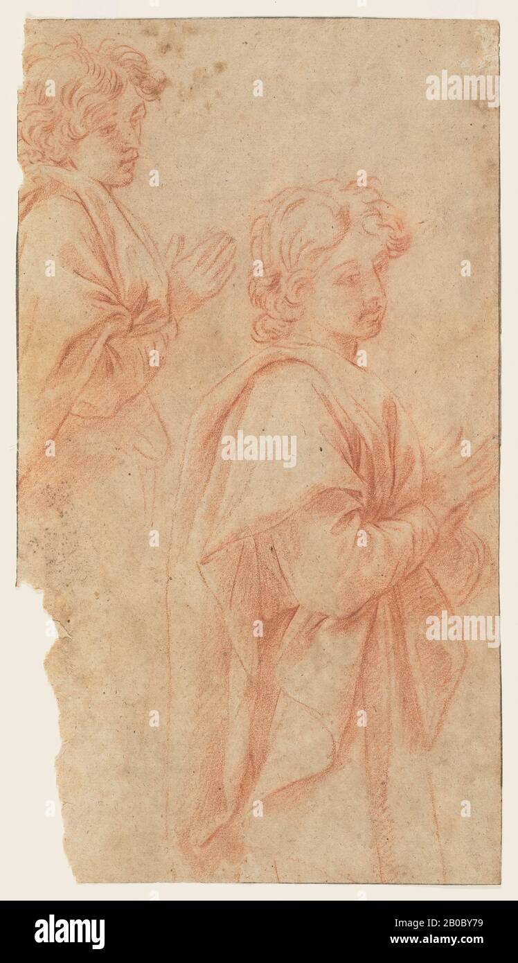 Artista sconosciuto, Due bambini, 1550-1700, gesso su carta, 7 1/8 in. X 12 1/2 in. (18,1 cm. x 31,7 cm.) Foto Stock