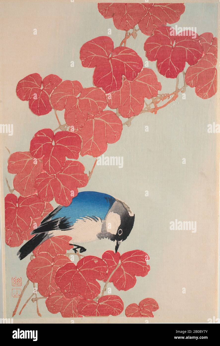 Sozan, Bluebird in Red Vine, n.d., legno a colori su carta Foto Stock