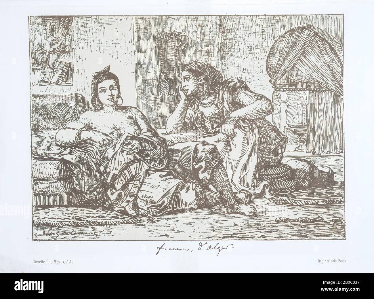 Eugène Delacroix, Femme d'Algeri, ca. 1840, litografia su carta, 7 15/16 in. x 11 3/16 in. (20,1 cm. x 28,4 cm.) Foto Stock