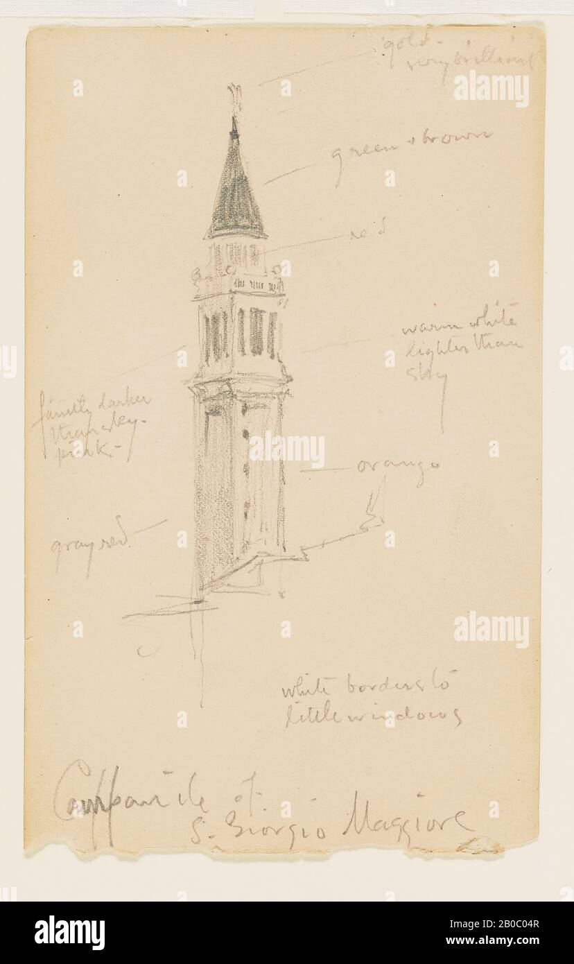 Kenyon Cox, studio del Campanile di San Giorgio maggiore, 1893, grafite su carta, 6 1/4 in. X 3 7/8 in. (15,9 cm. x 9,8 cm.) Foto Stock