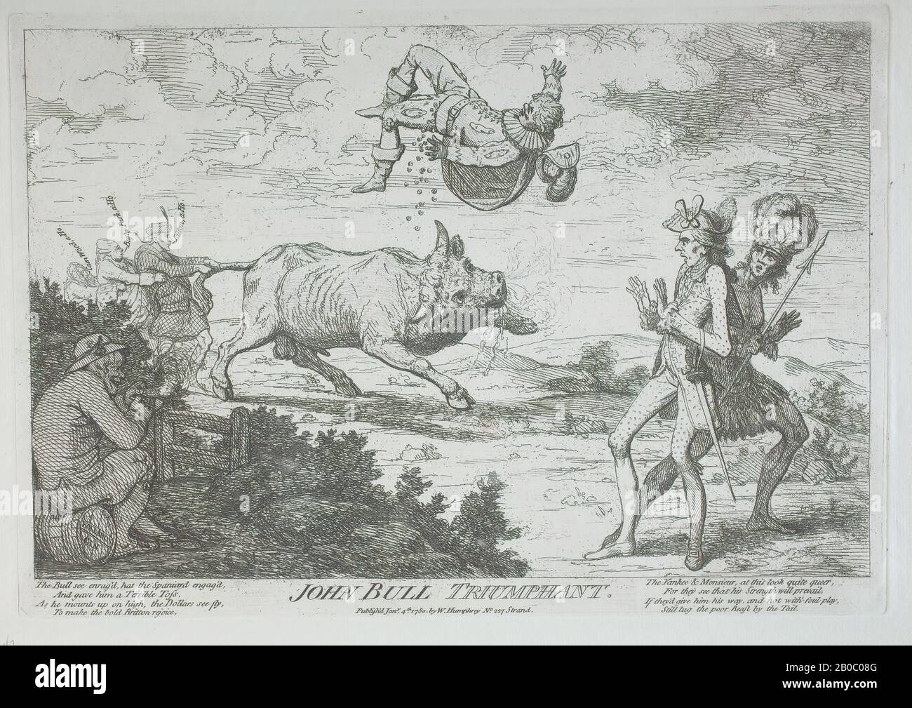 William Humphrey, John Bull Triumphant, 1780, incisione su carta, 9 5/8 in. X 13 3/4 in. (24,4 cm. x 35 cm.) Foto Stock