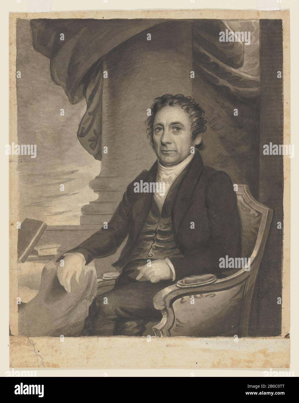 Thomas Badger, Ritratto di Parker Cleaveland, 1836-1859, lavaggio inchiostro nero su grafite su carta wove bianca, 10 1/8 in. X 7 15/16 in. (25,75 cm. x 20,2 cm.) Foto Stock