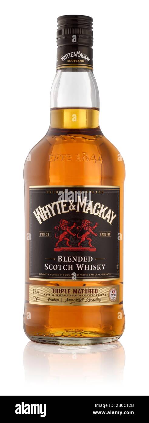 Una bottiglia di Whyte e Mackay mescolato scotch whisky Foto Stock