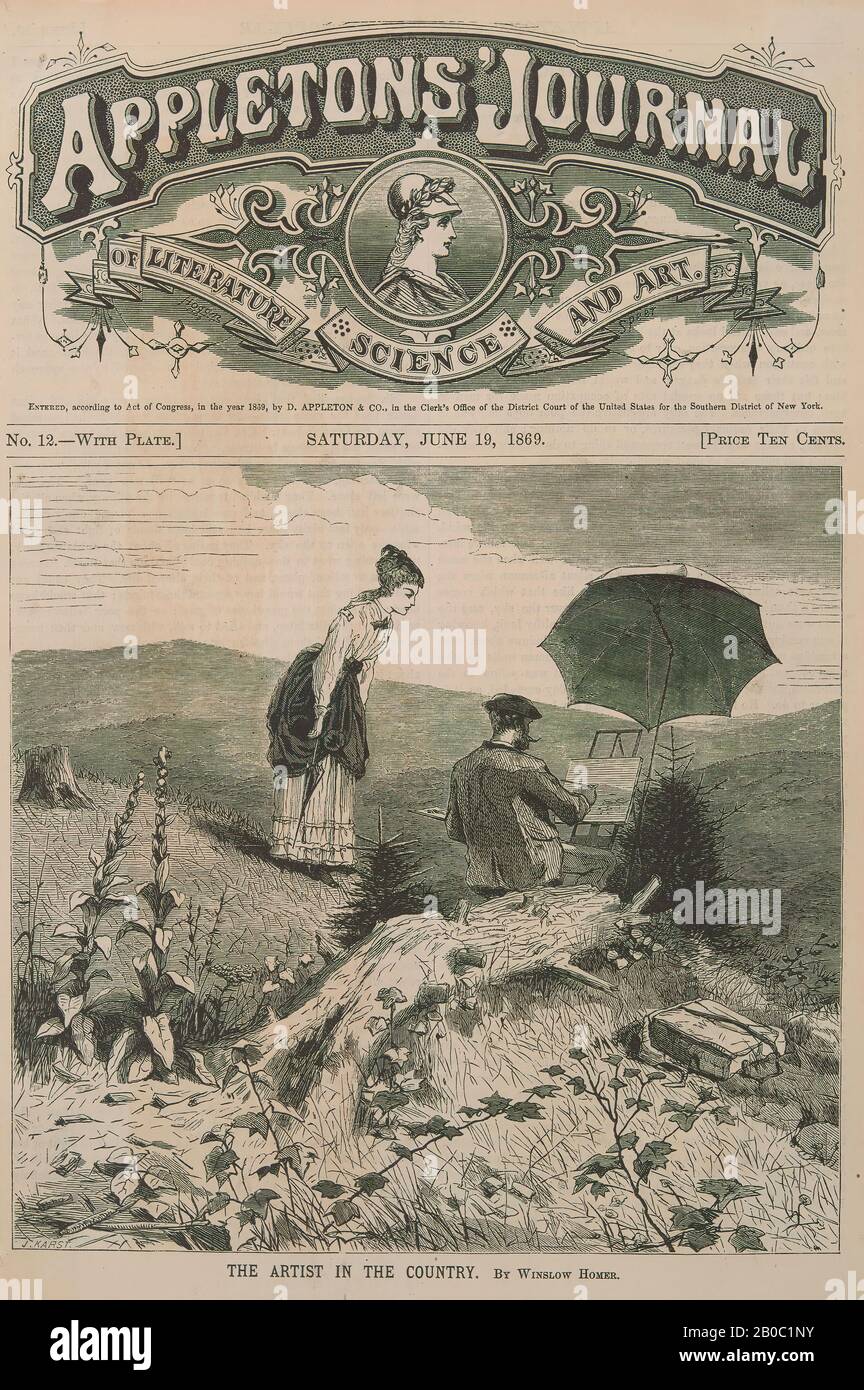 Winslow Homer, l'artista nel Paese, 1869, incisione su carta Foto Stock Winslow Homer, l'artista nel Paese, 1869, incisione su carta Foto Stock