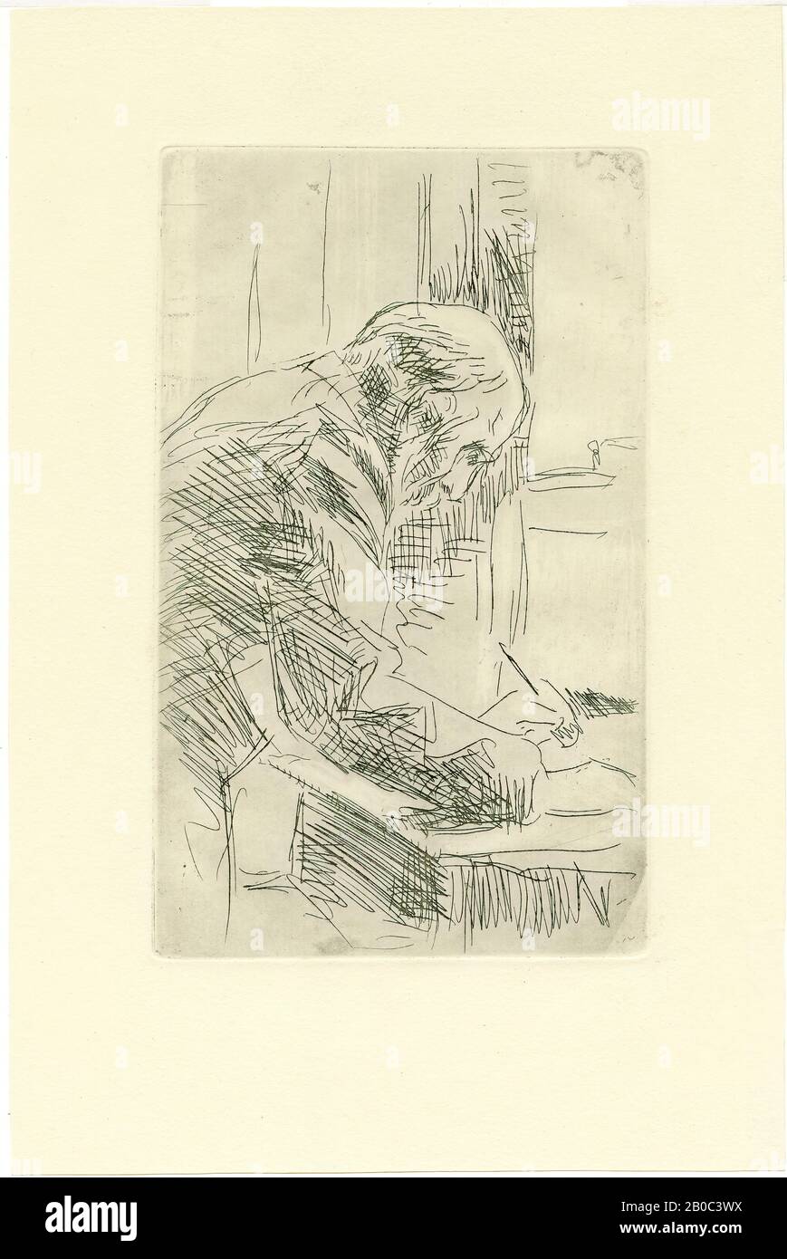 Camille Pissarro, Il Centro Di Stampa, n.d., incisione su carta cremosa, 11 1/8 in. X 7 3/8 in. (28,26 cm x 18,73 cm Foto Stock