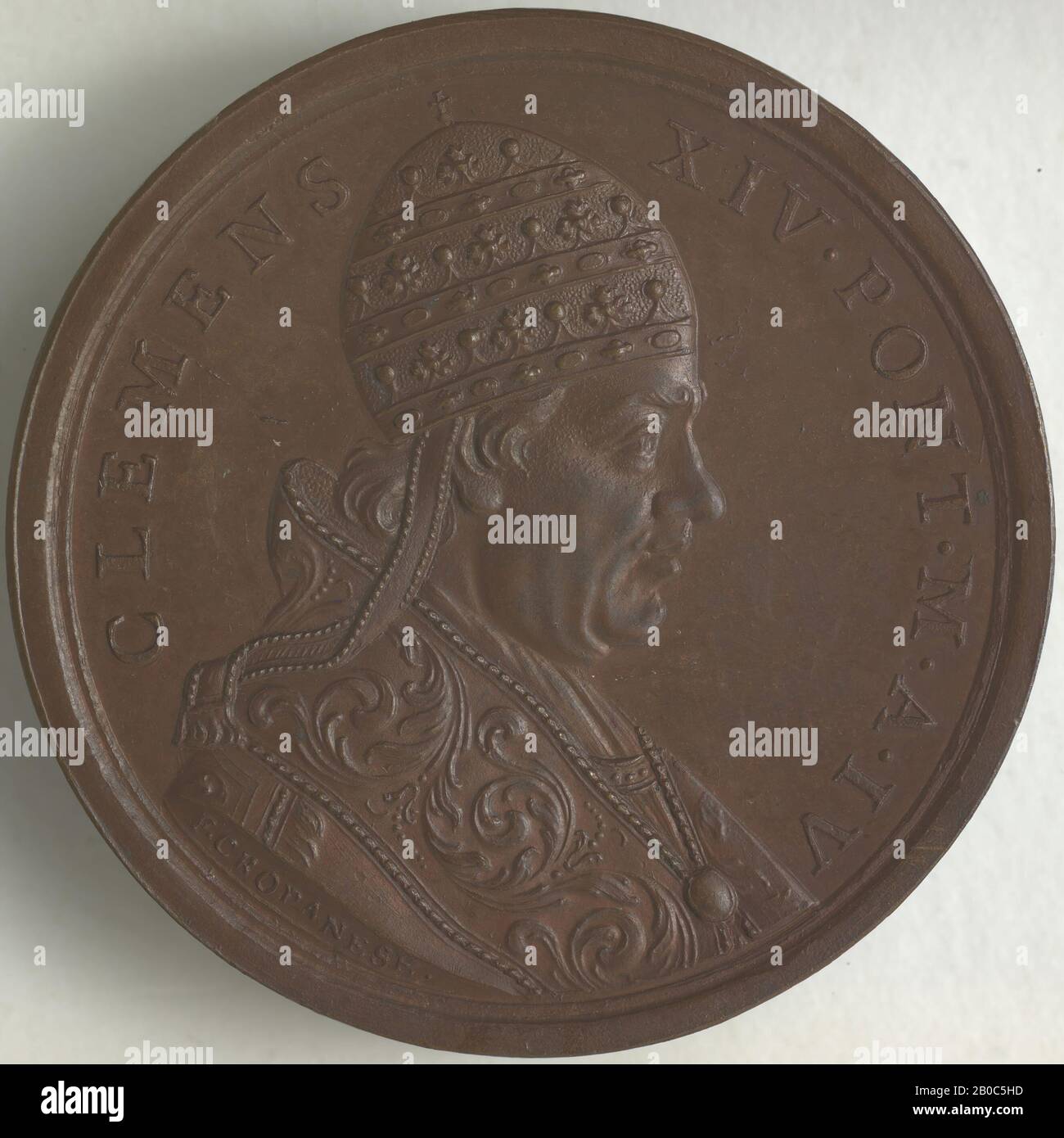 Filippo Cropanese, Clemente XIV, 1772, bronzo, 1 7/16 in. (3,7 cm.) Foto Stock