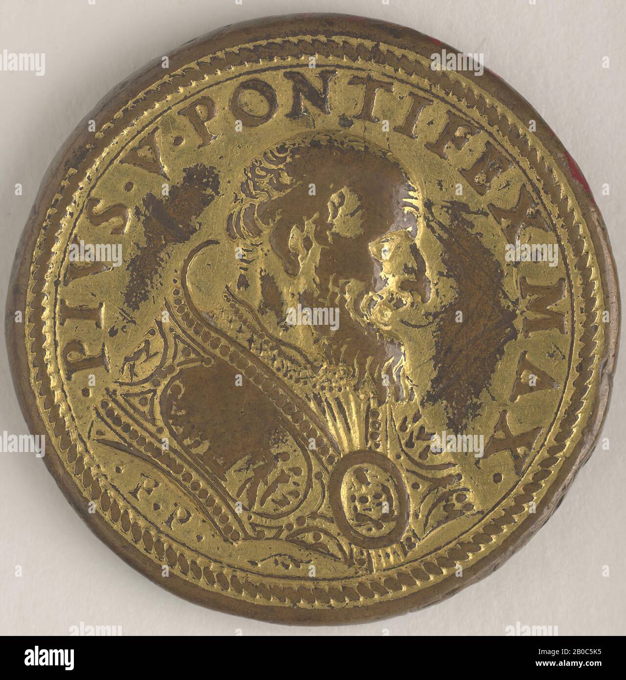Gian Federigo Bonzagni, Pio V, n.d., bronzo, 1 1/4 in. (3,2 cm.) Foto Stock