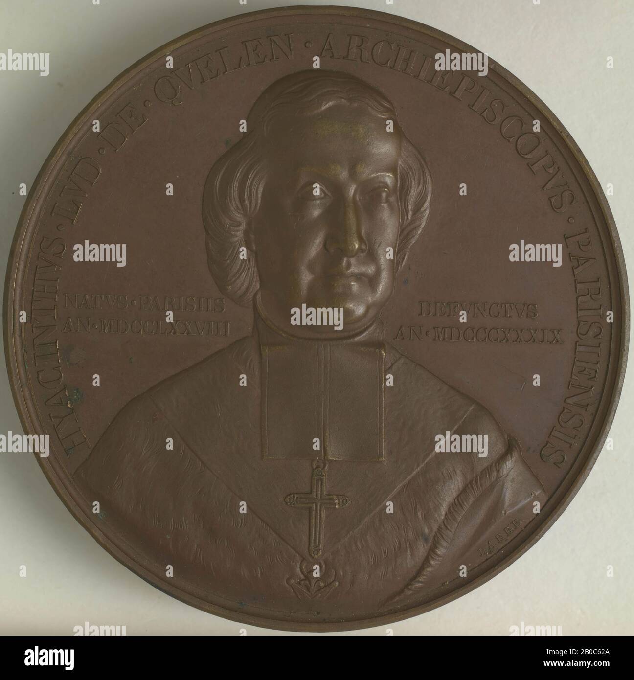 Joseph Eugene Dubois, Hyacinth Louis de Quelen, 1840, bronzo, 2 1/4 in. (5,7 cm.) Foto Stock