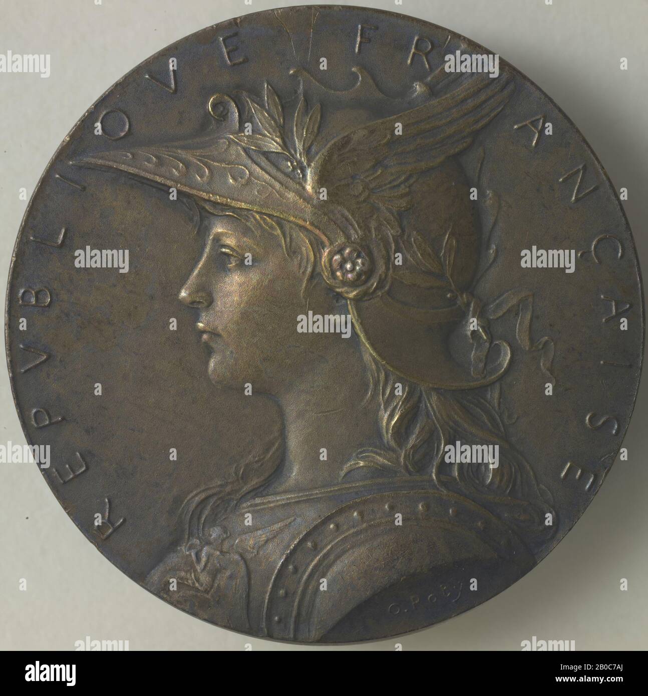 Louis Oscar Roty, Premio Medaglia del Ministero degli interni, 1893, bronzo, argento, 1 7/16 in. (3,6 cm.) Foto Stock