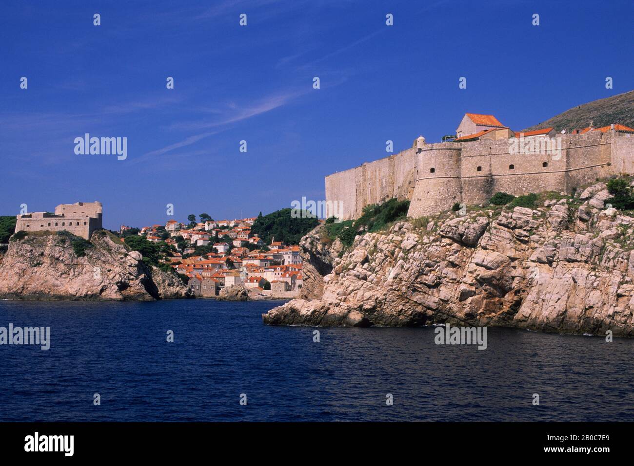 CROAZIA, DUBROVNIK, MURA DELLA CITTÀ Foto Stock