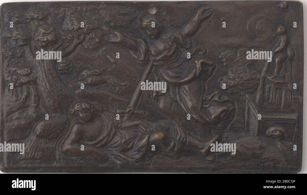 Artista sconosciuto, Pyramus e Thisbe Plaquette, 1600-1625, bronzo, 2 13/16 in. X 4 15/16 in. (7,1 cm. x 12,5 cm.) Foto Stock