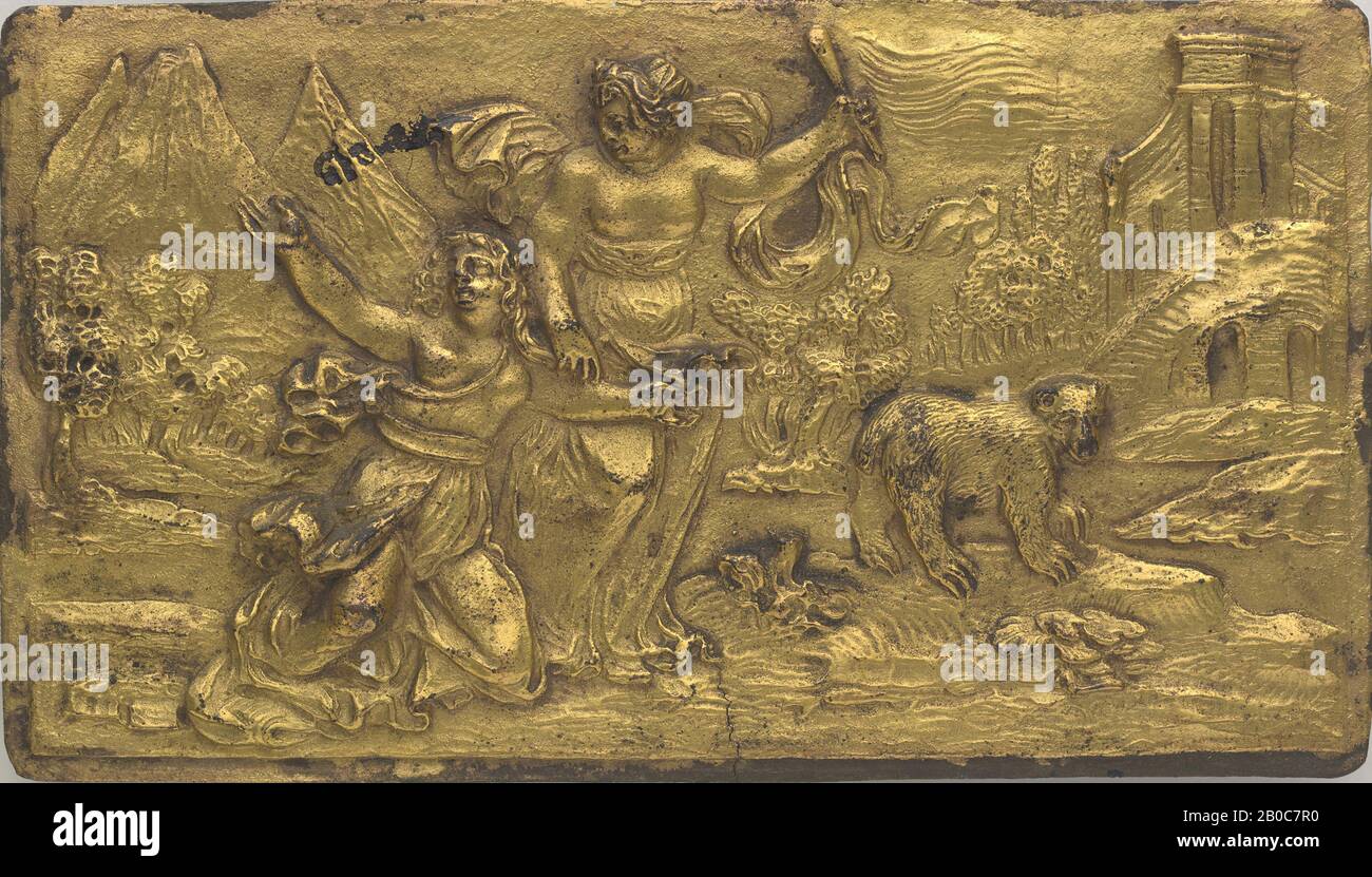 Artista sconosciuto, Juno Trasforma Callisto in orso, n.d., bronzo, doratura, 2 13/16 in. X 5 1/16 in. (7,2 cm. x 12,8 cm.) Foto Stock