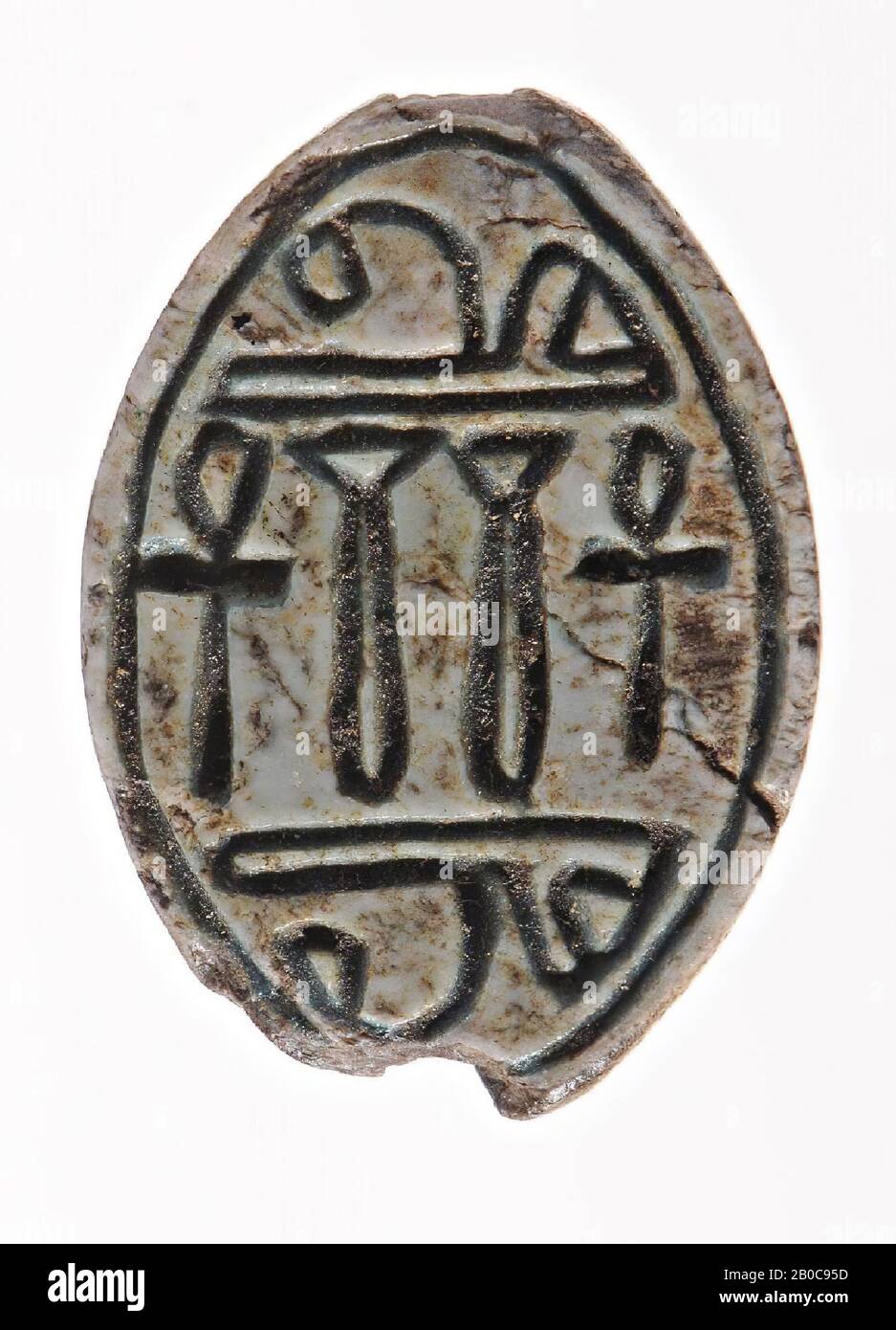 ovale, anchmark, segno di guado, sigillo, cowroid, pietra (grigio Foto Stock