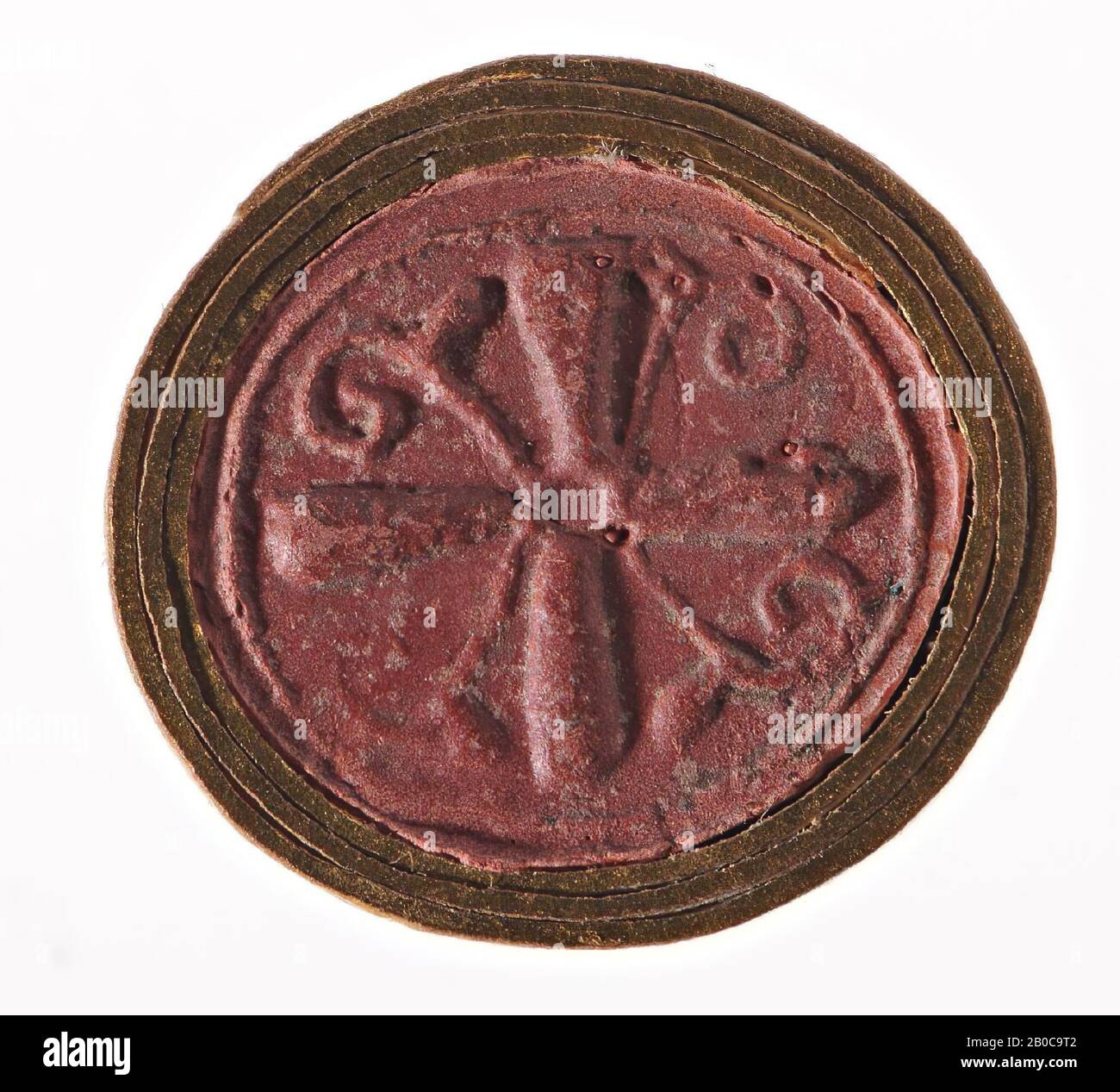 Rotondo, ornamento di linea, sigillo, cowroid, faence, 1,3 cm, Egitto Foto Stock