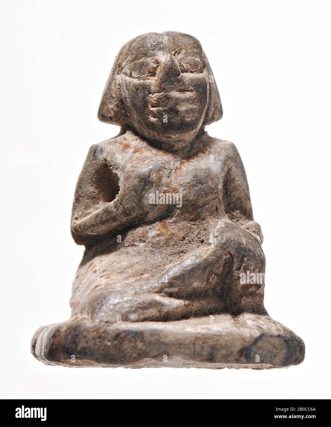 Uomo, squatting, motivo di linea, sigillo, antropomorfo, steatite, 2 cm, Primo Periodo Intermedio, Egitto Foto Stock