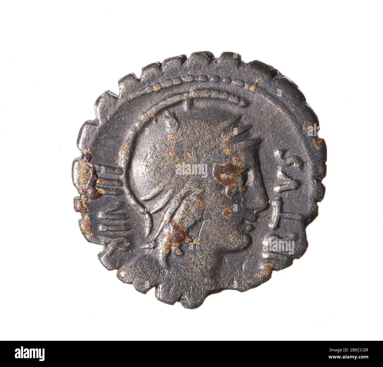 VZ: Testa di Virtus n.r., III VIR - VIRTUS, Kz: Impastare Sicilia ai piedi di Mn. Aquillius, tra MN.F.MN.N e MN.AQUIL, in afsn. Ex SICIL, moneta, denarius (dentatus), Manius Aquilius, metallo, argento, diam. 20 mm, peso 3,54 gr, Romano BC 68 (ca.), Paesi Bassi, Gelderland, Montferland, 's-Heerenberg Foto Stock