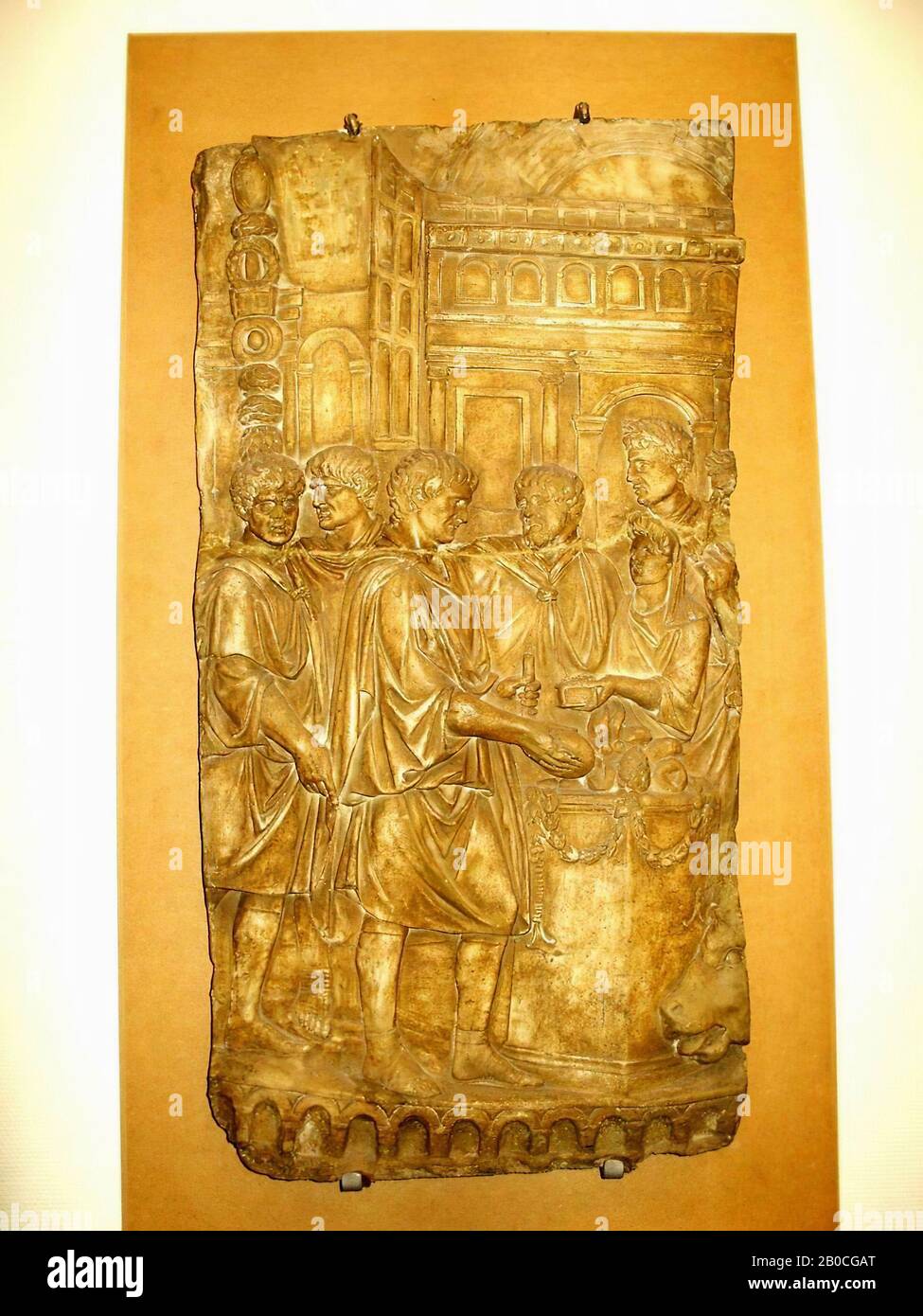 Scena della colonna di Traiano (113 d.C.), Lepper &amp; Frere LXXXVI, rilievo, colata, intonaco, 111 x 57 cm, 17th secolo c. 1665, Italia, Paesi Bassi, Olanda meridionale, Leiden, Leiden, mulino fuori Witte Poort Foto Stock