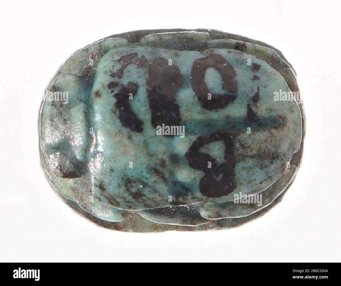 Scarabeo, piuma, uraeus, foca, scarabeo, faience, 0,6 cm, Egitto Foto Stock